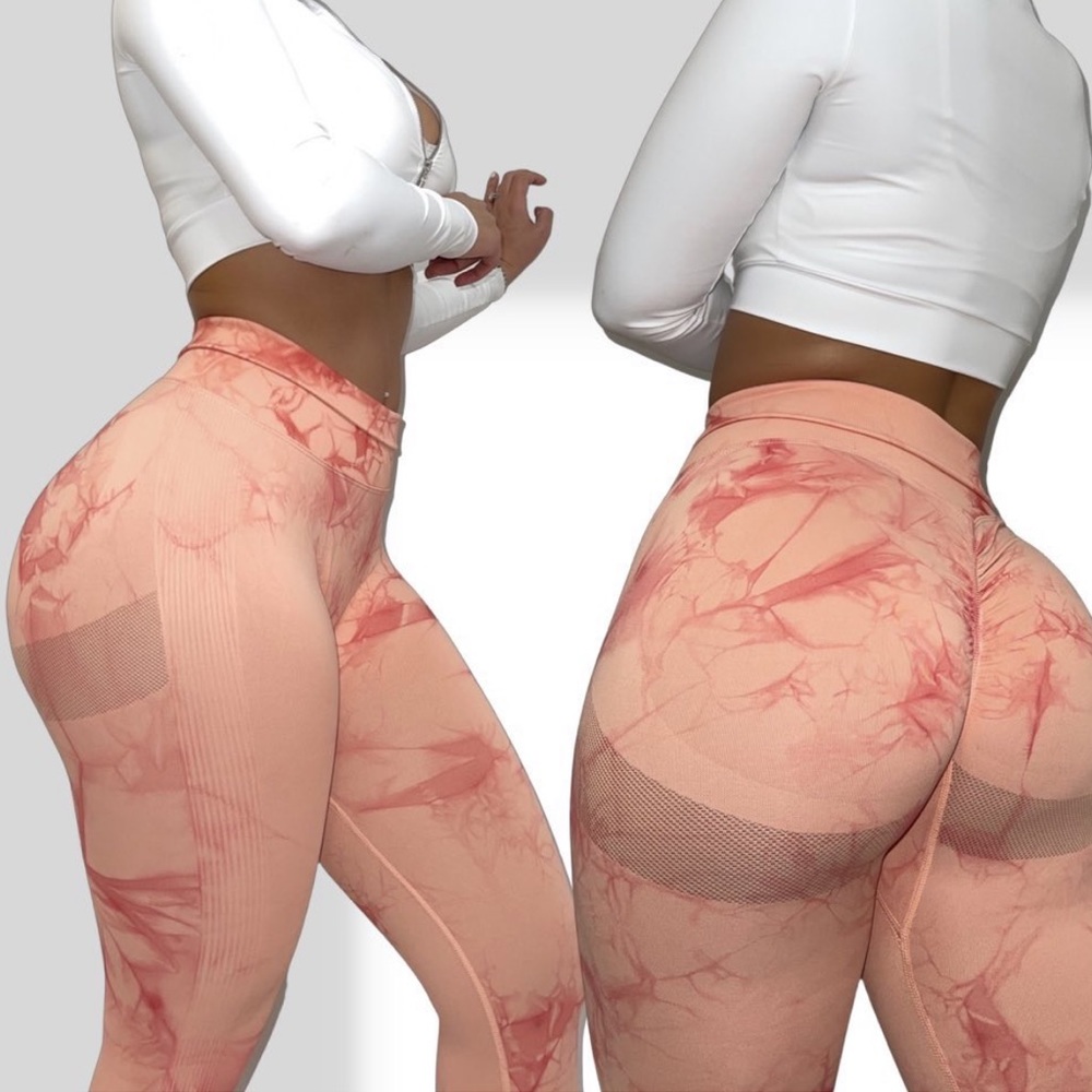 CORAL MARBLE SCRUNCH BUTT LEGGINGS
